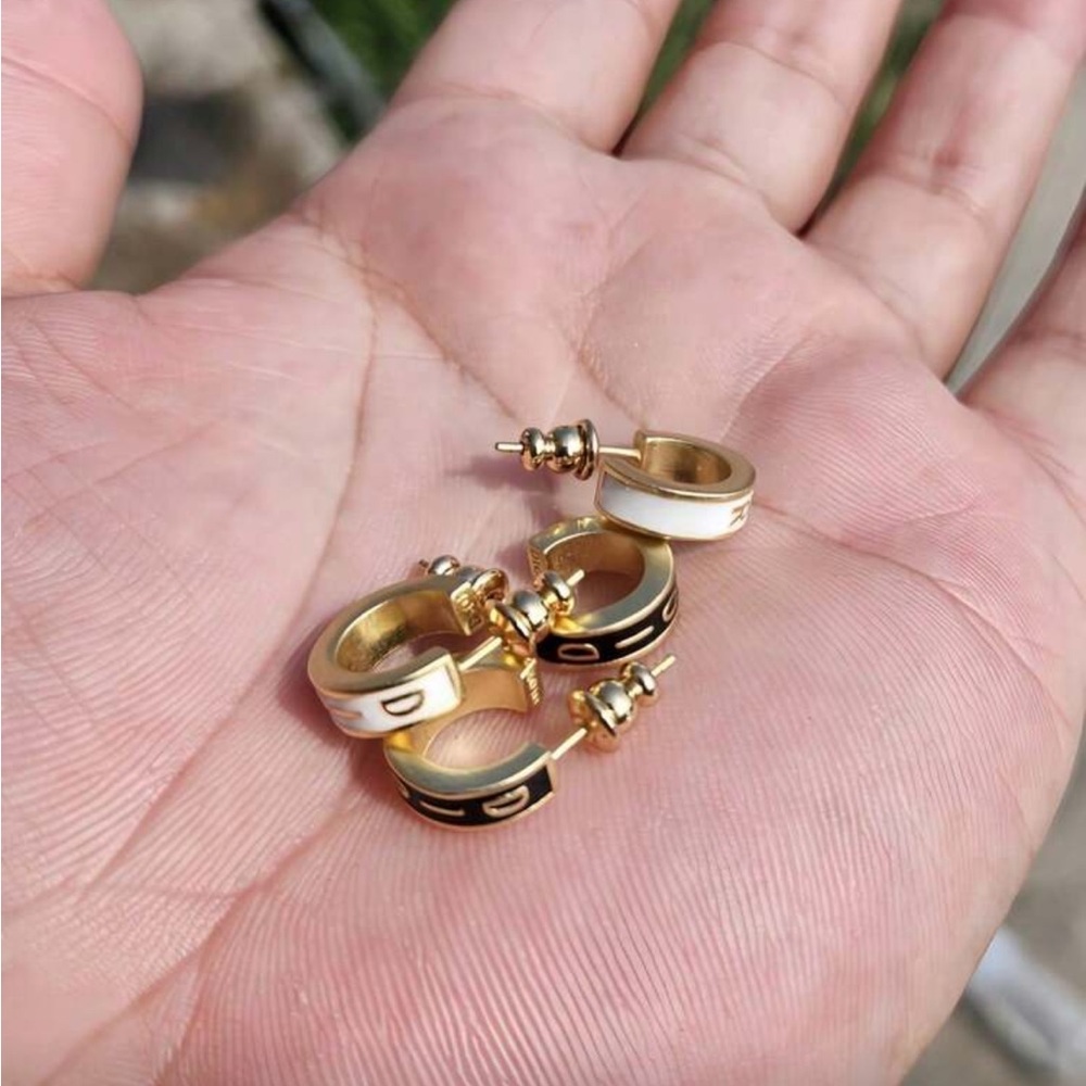 Elegant Gold and Black Hoop Earrings